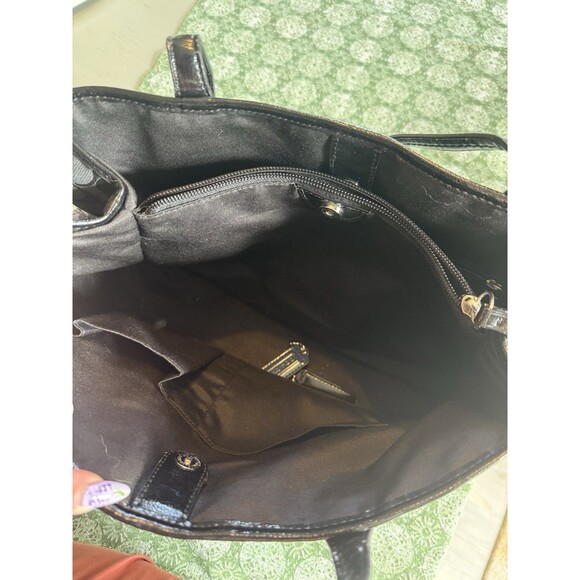 Coach F24882 Black Signature Python Print Stripe Tote Bag - Picture 4 of 7